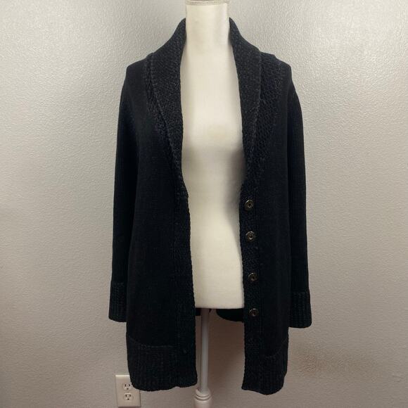 Margaret O’Leary Black Oversized Wool & Cashmere Button-Up Cardigan Sweater - S - Picture 7 of 14